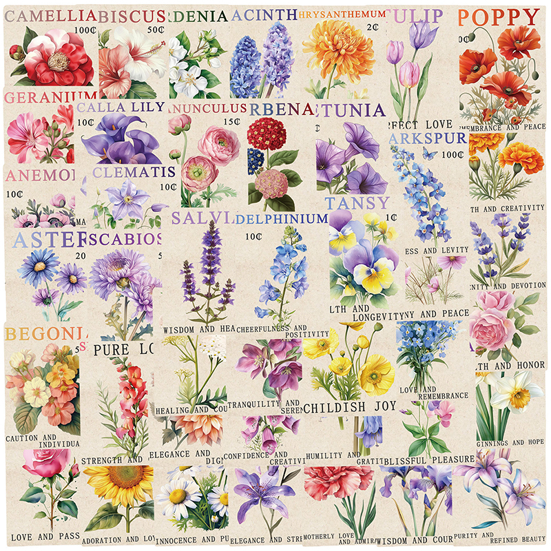 50PCS Vintage Flower Postage S - đánh giá và giá Kids Toys Vintage