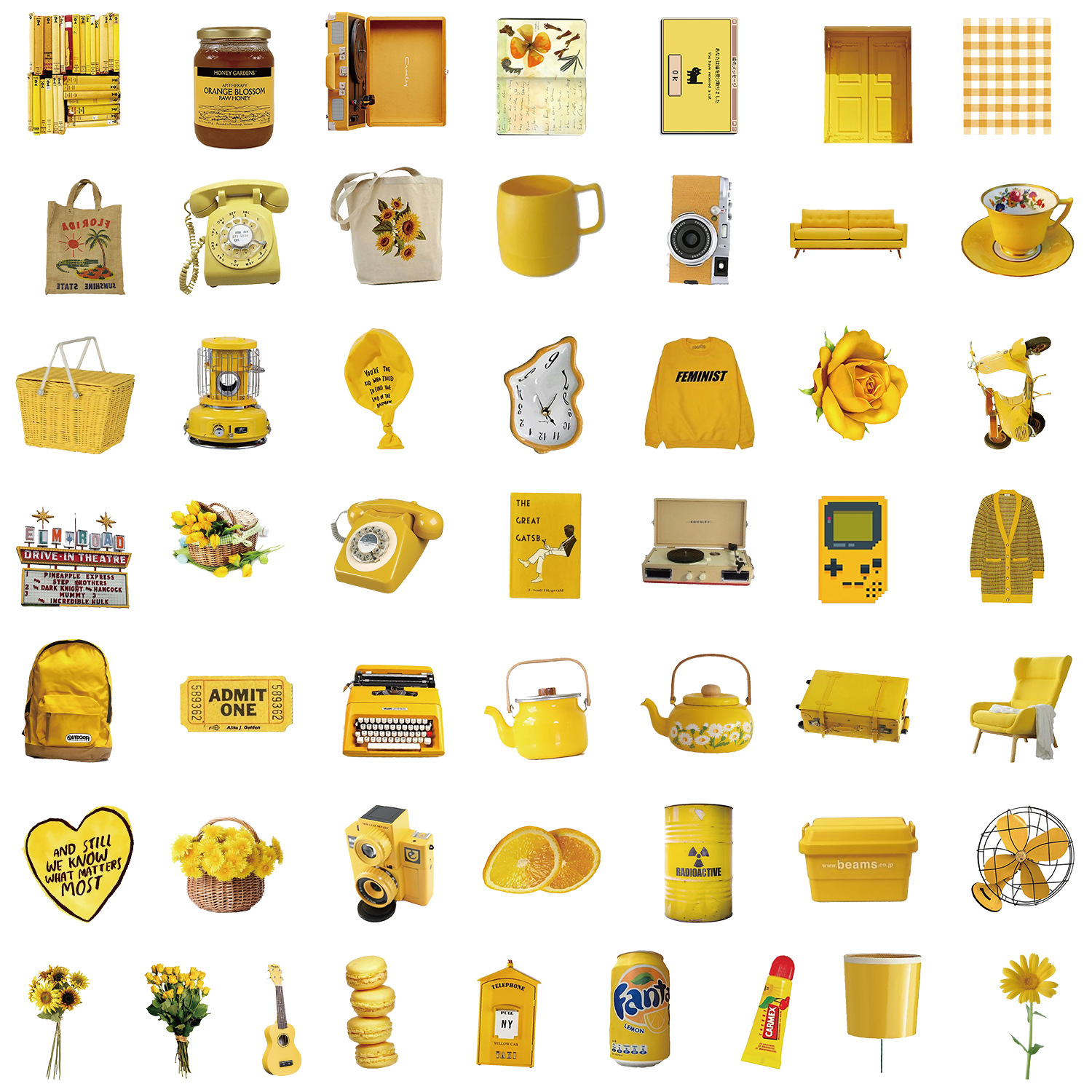 50PCS Cute Ins Style Yellow Ca - đánh giá và giá Kids Toys Yellow